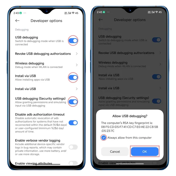 Enable USB Debugging Step 5-6