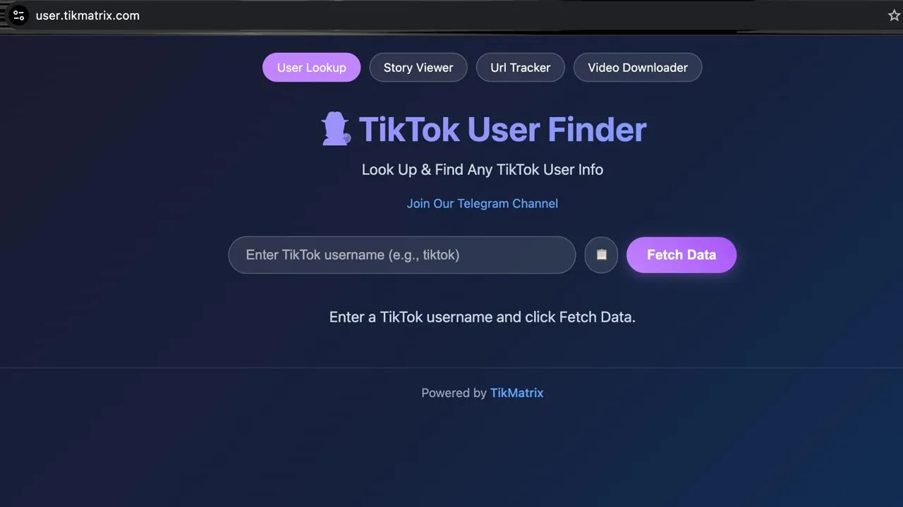 TikMatrix — wyszukiwanie użytkowników TikTok